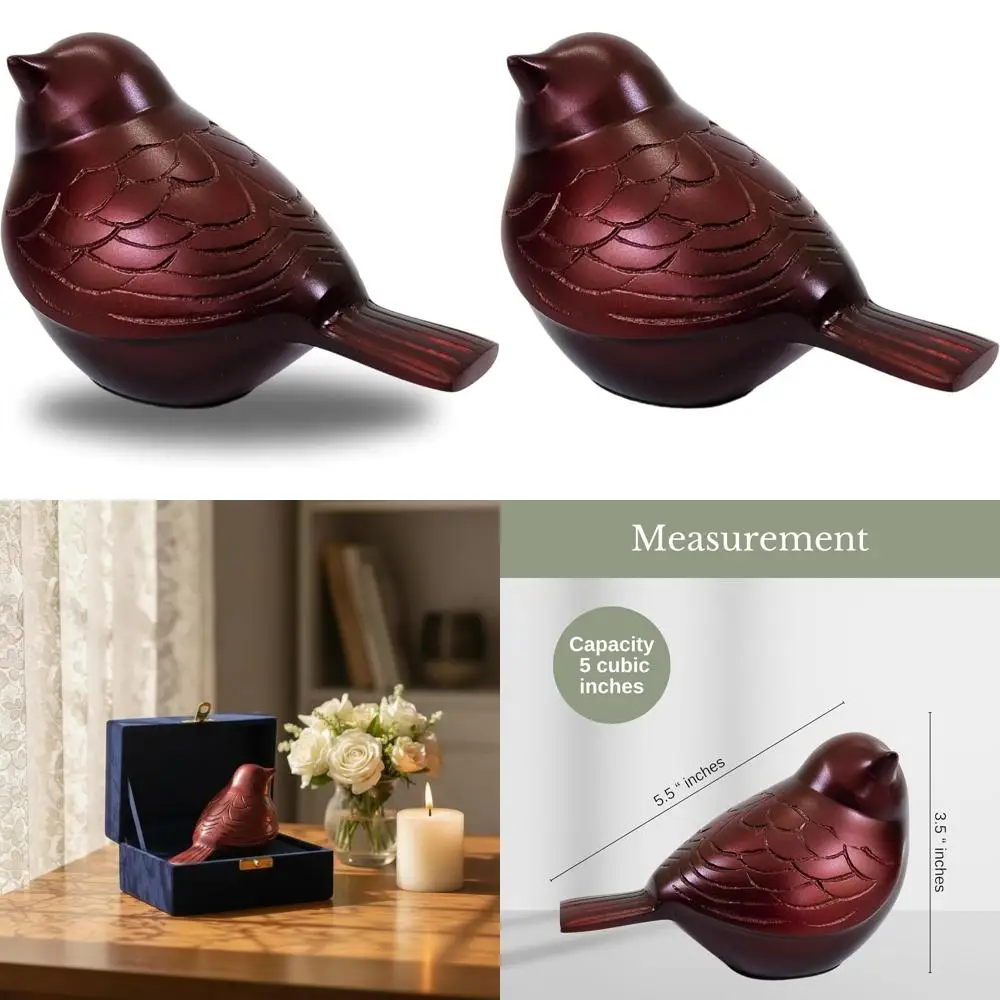 جرة الطيور الحمراء المدمجة لرماد الحرق، جرة تذكارية أنيقة للحيوانات الأليفة المحبوبة أو أحبها #1