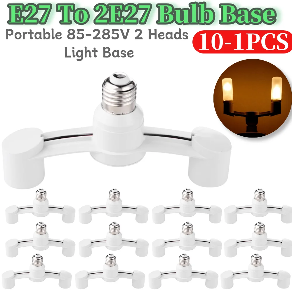 

E27 To 2E27 Conversion Lamp Holder Portable 85-285V LED Lamp Socket Light Holders Lighting Accessories for Home Hotel