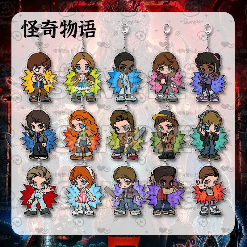 

Брелок-подвеска ForStranger 5 с персонажами Элевен и Майка Уиллера в стиле чиби, акриловый брелок для сумки, аксессуар для пары, подарки
