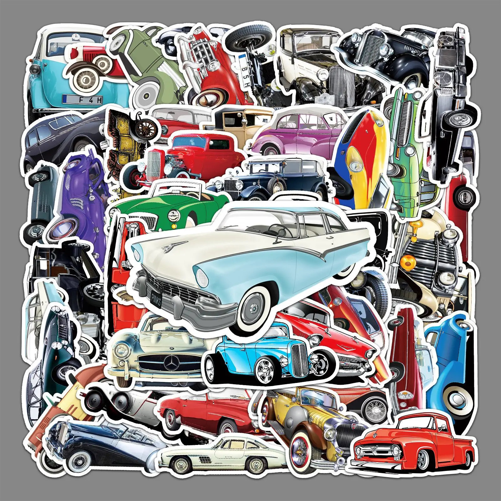 51 nostalgic retro vintage car personalized graffiti stickers, laptop scooter car decoration stickers