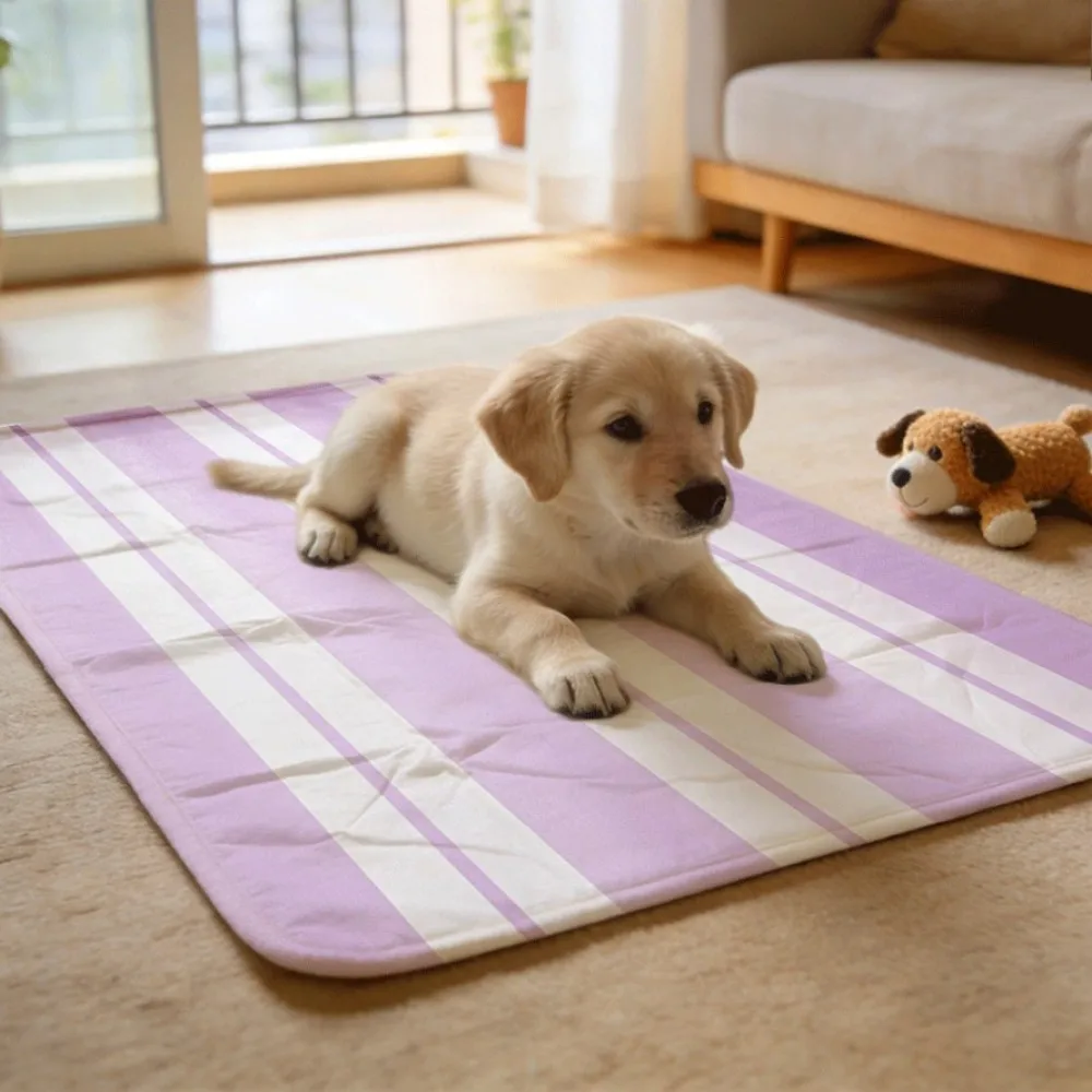 Purple white vertical stripe soft Machine Washable Reusable Pet Underpads Odor Neutralizing for Smelly Pet Waste