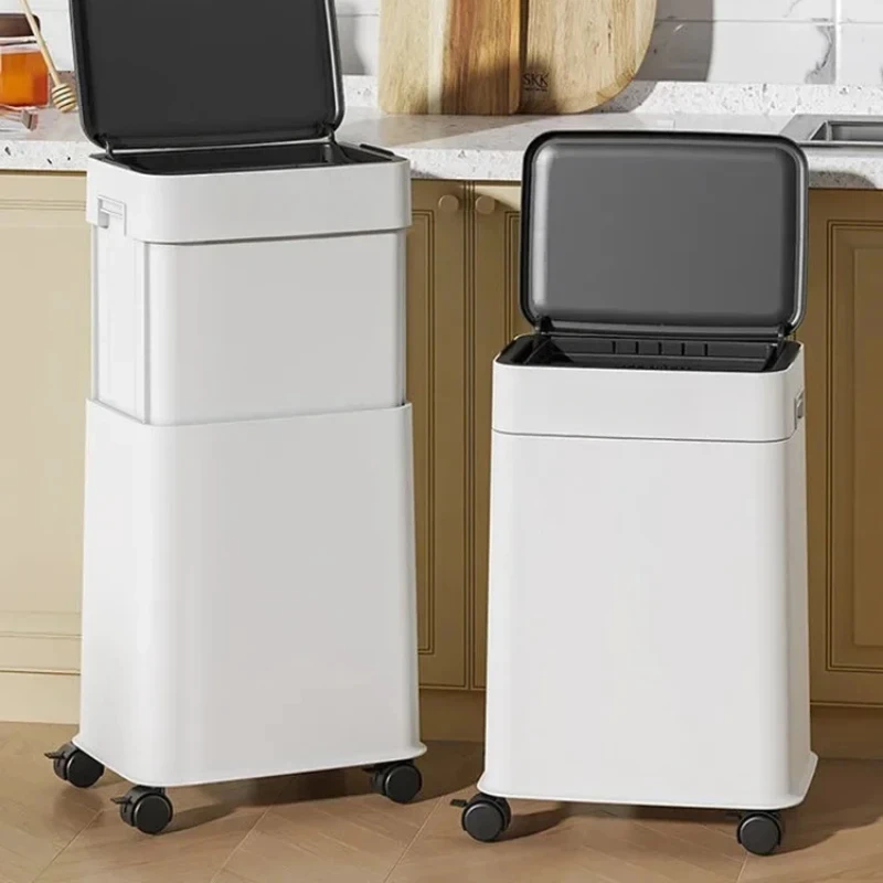 Automatic Sensor Waste Bins Large Capacity Smart Wheel Trash Can Transfer Home Trash Bin Kitchen Supply Wastebasket Kitchen