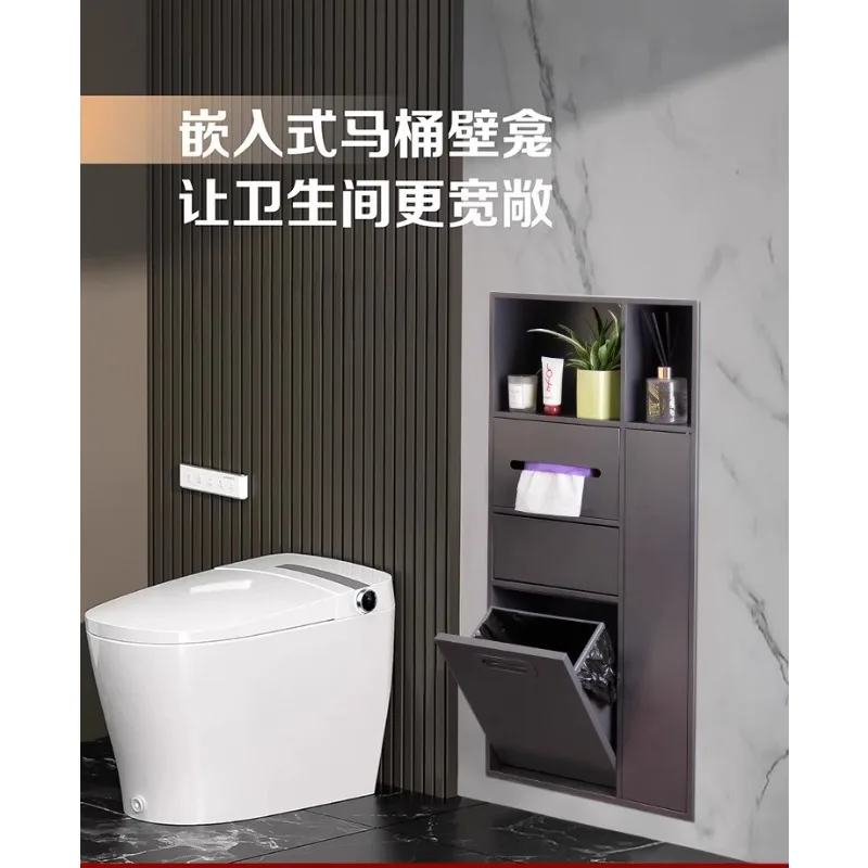 Stainless steel trash can embedded niche concealed toilet toilet storage next to bathroom toilet