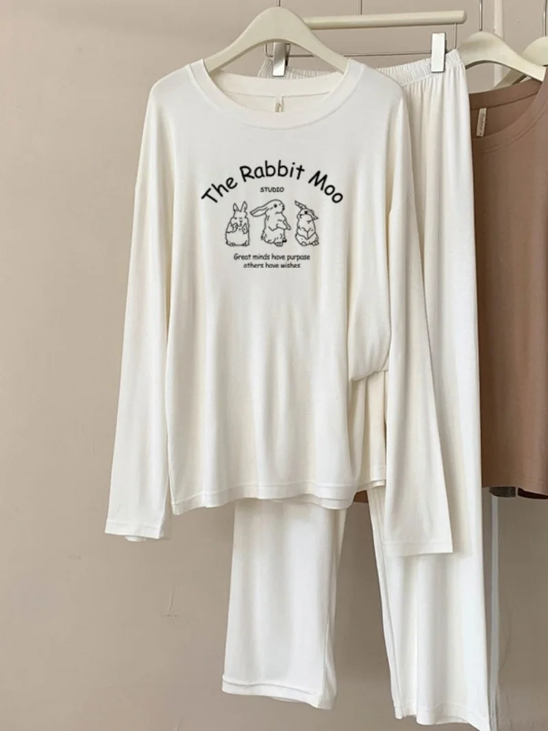 

A57 модальные пижамы женские весенне-осенние новые повседневные дышащие комплекты домашней одежды в клетку с круглым вырезом и длинными рукавами