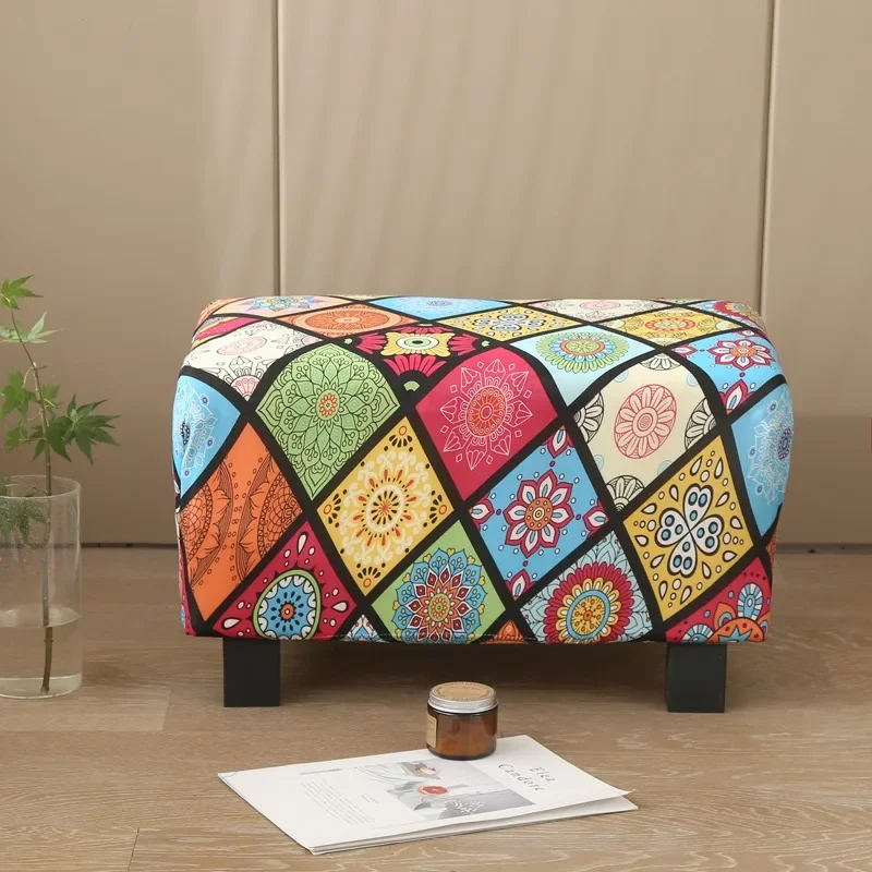 

Spandex Rectangle Stretch Stool Cover Ottoman Stool Covers All-inclusive Footstool Sofa Footrest Slipcover Furniture Protector