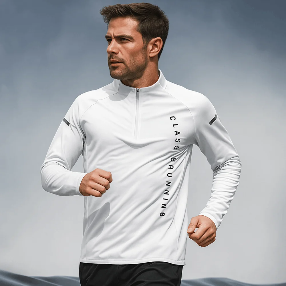 

Long Sleeved Men's Fitness T-shirt with Reflective Strip Quick Dry Sport Running Shirts Windproof Sportswear Men Sport T-shirt