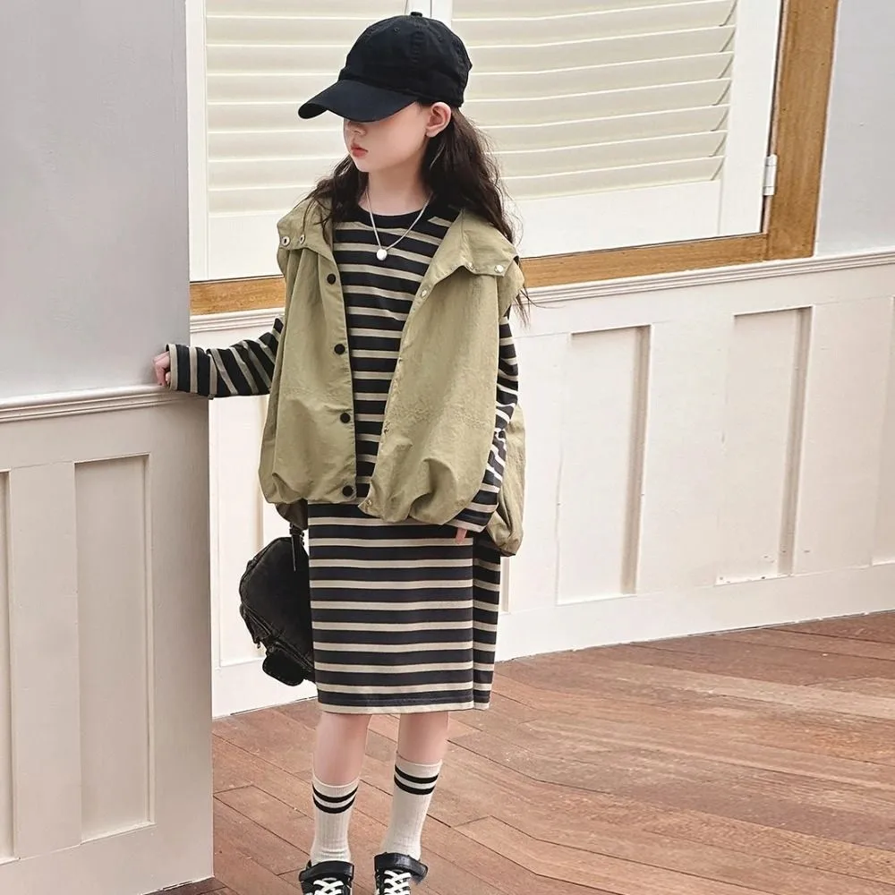 

Outfits Y2K Children's Wear Suit Slim Fit Teens Waistcoat Dress Suit Autumn Summer Sweet Girls Clothes Set Kids