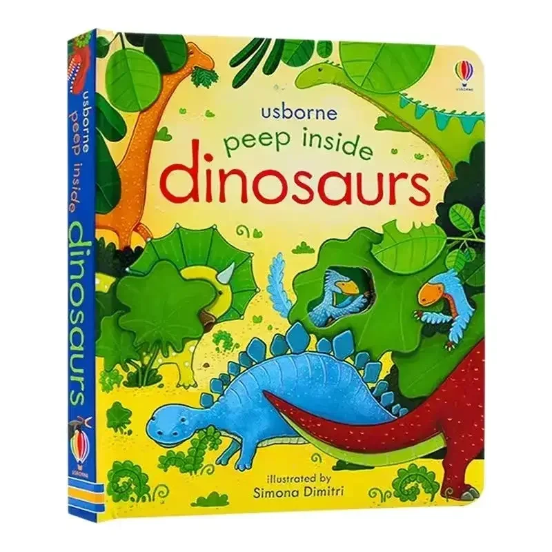 

Обучающая книга с животными Usborne на английском языке, раннее чтение ребенка, подарок, внутренние динозавры для детей