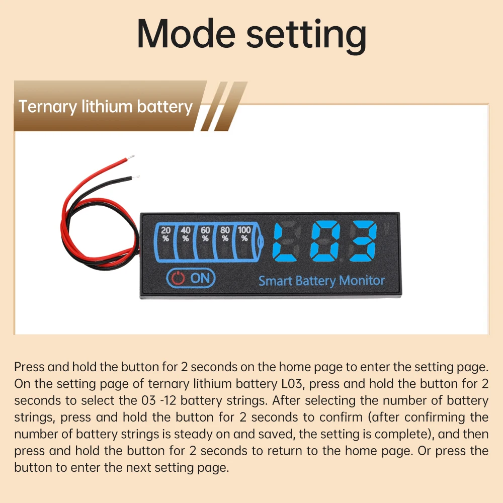 DC 7V-40V 3-14S LED-Batteriekapazitätsanzeige Leistungsanzeigefeld Lithium-Blei-Säure-Batteriekapazitäts- und Spannungsmessmodul – Detail 8