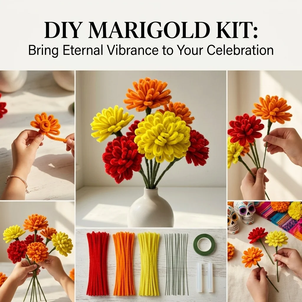 Mexico Theme Marigold Party Decoration Day of The Dead Family Worship DIY Flower Bouquet Cleaner Handcraft  Home Decoration