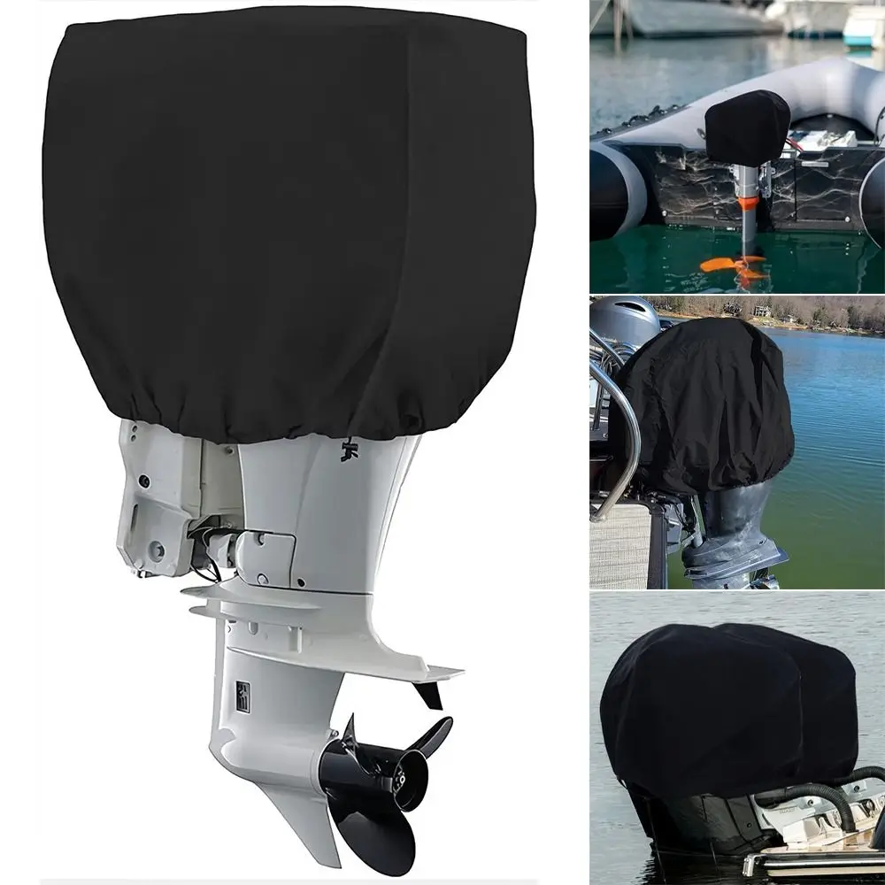 15-150 PS Außenbordmotor-Abdeckung 210D Wasserdichter Kratzfester Hochleistungs-Motorschutz Schwarz Bootsgewebe
