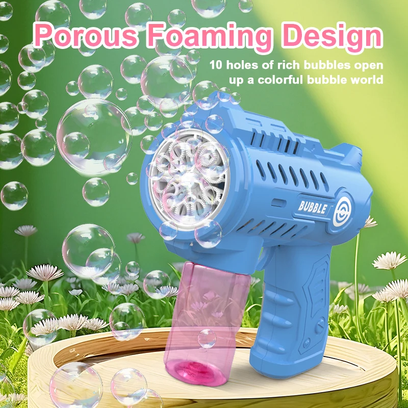 Pistola de burbujas de mano espacial, juguete para regalo de vacaciones para niños, juguete al aire libre con una gran cantidad de burbujas sin batería, burbuja de agua
