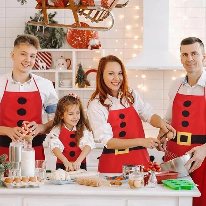 1-10PCS Christmas Apron Holiday Party Costume for Family Christmas Party Kitchen Cooking Baking Celebration Home Decoration