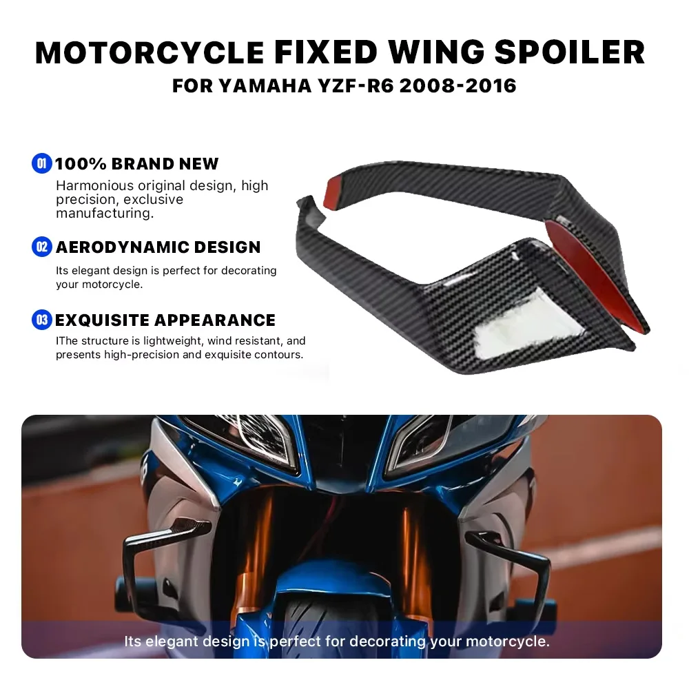 For Yamaha YZF-R6 YZFR6 2008 -2016 ABS Motorcycle Winglet Fixed Wing Spoiler Side Panel Windshield Wing Aerodynamic Wing Fairing
