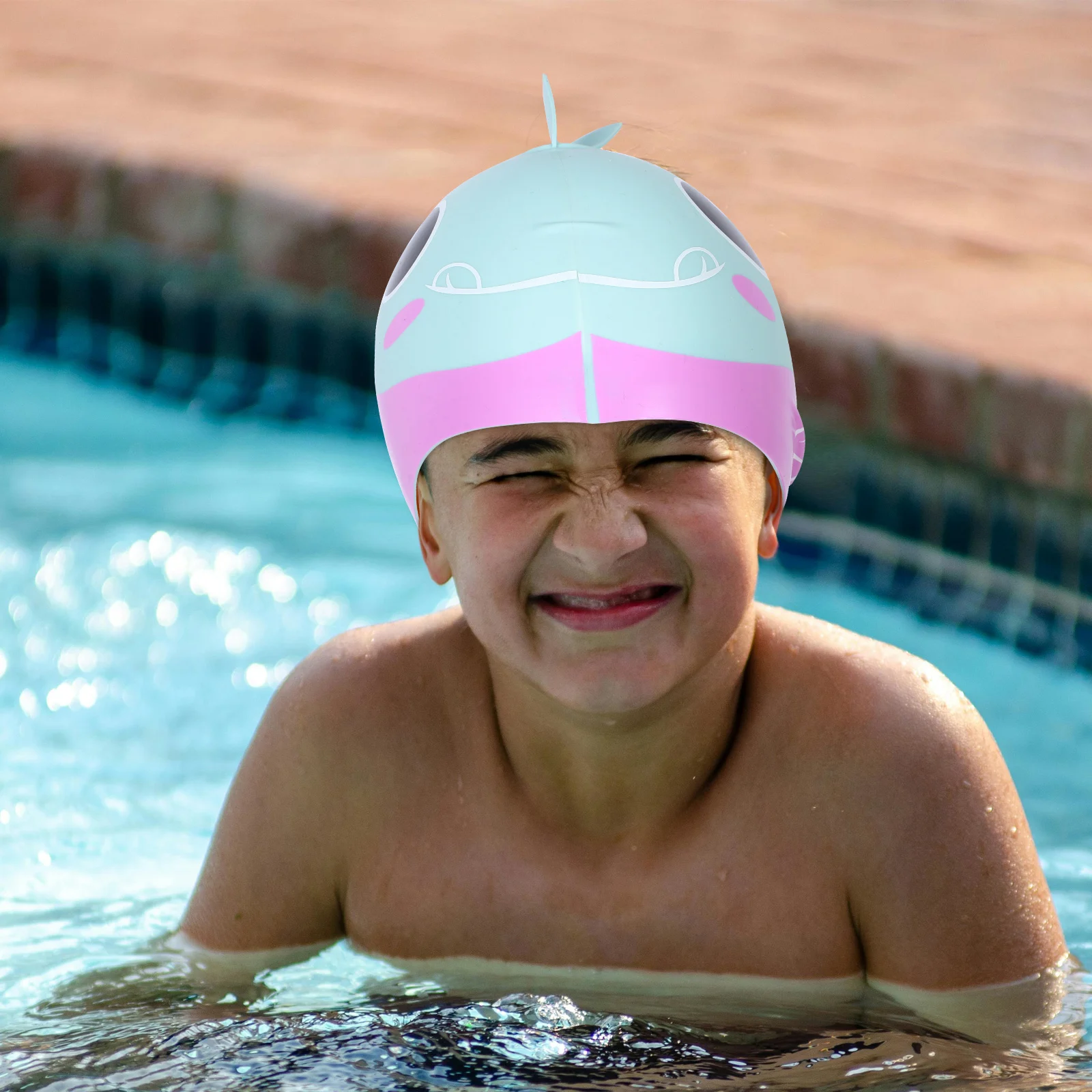 

Cartoon Swimming Cap Kids Accessories Shark Hat Silica Gel Swim Caps for Hair Girls Children Mint Green Durable Comfortable
