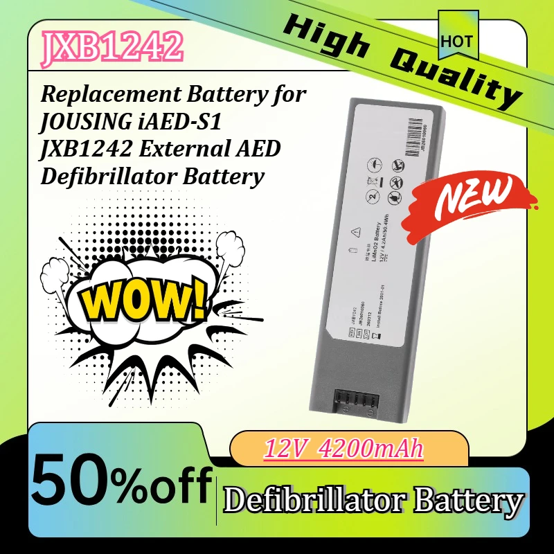 Replacement Battery for JOUSING iAED-S1 JXB1242 External AED Defibrillator Battery 12V 4.2Ah