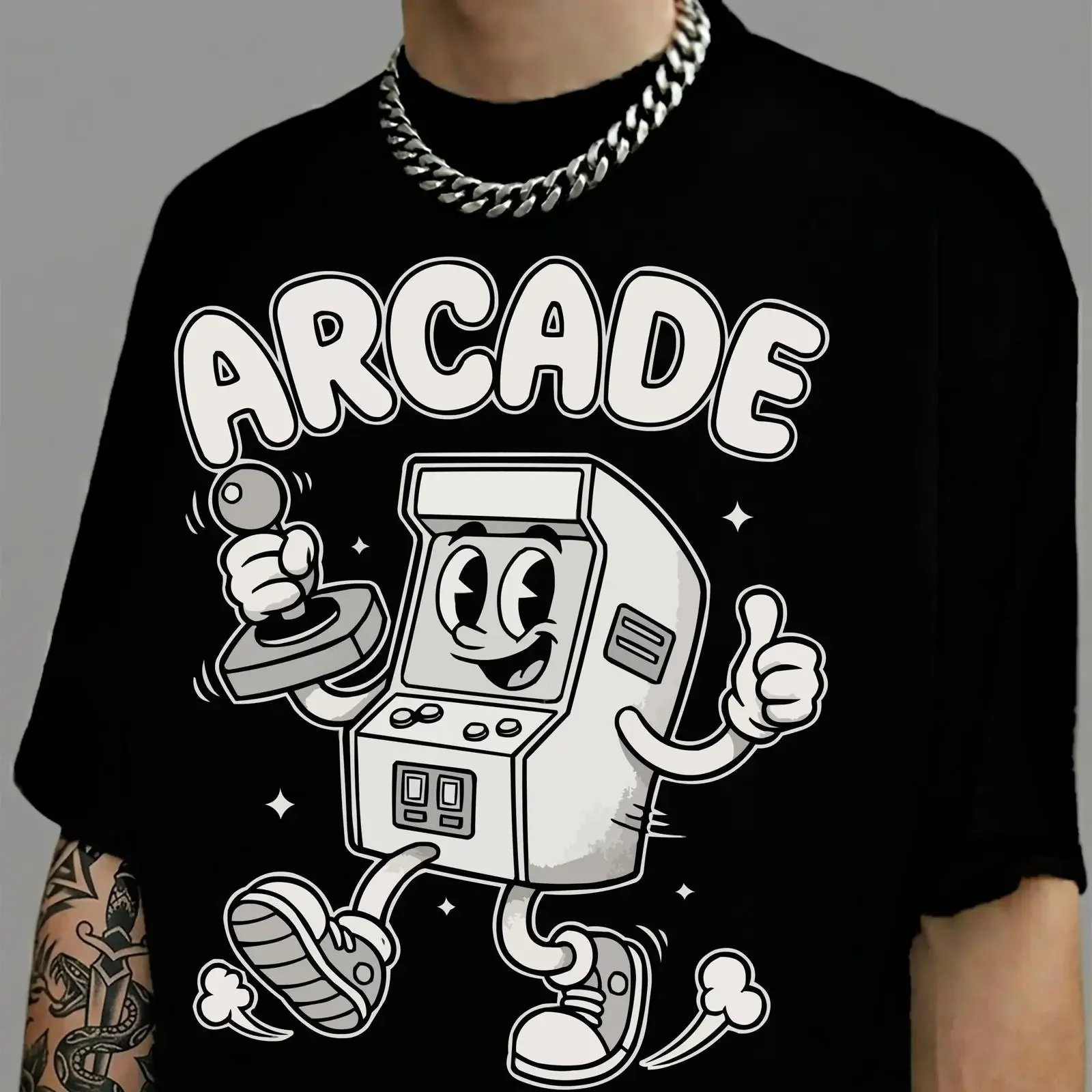 Vintage Arcade Games T Shirt Retro Gamer vintage Washed designer clothes Slightly Stretched Unisex fashion homme graphic