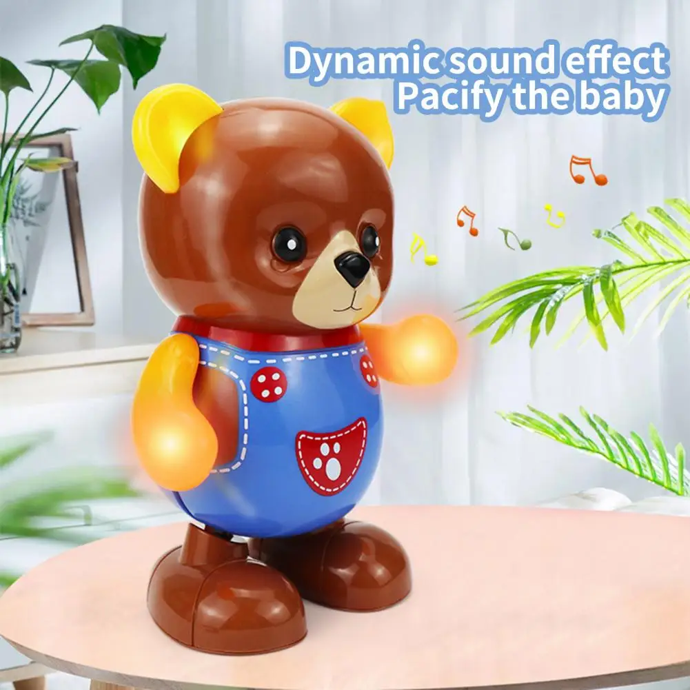 Funny Kids Toy Portable Baby Bear Toy Movable Dancing Bear Toy with Music Light  Intellectual Development