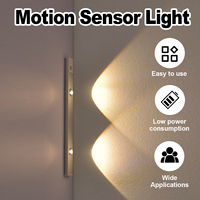 Ultra Slim Led Motion Sensor Light Strip Pir 10cm-50cm 3 Colors Paste Wall Lamp Usb Night Rechargeable Bedside Wireless Lighting