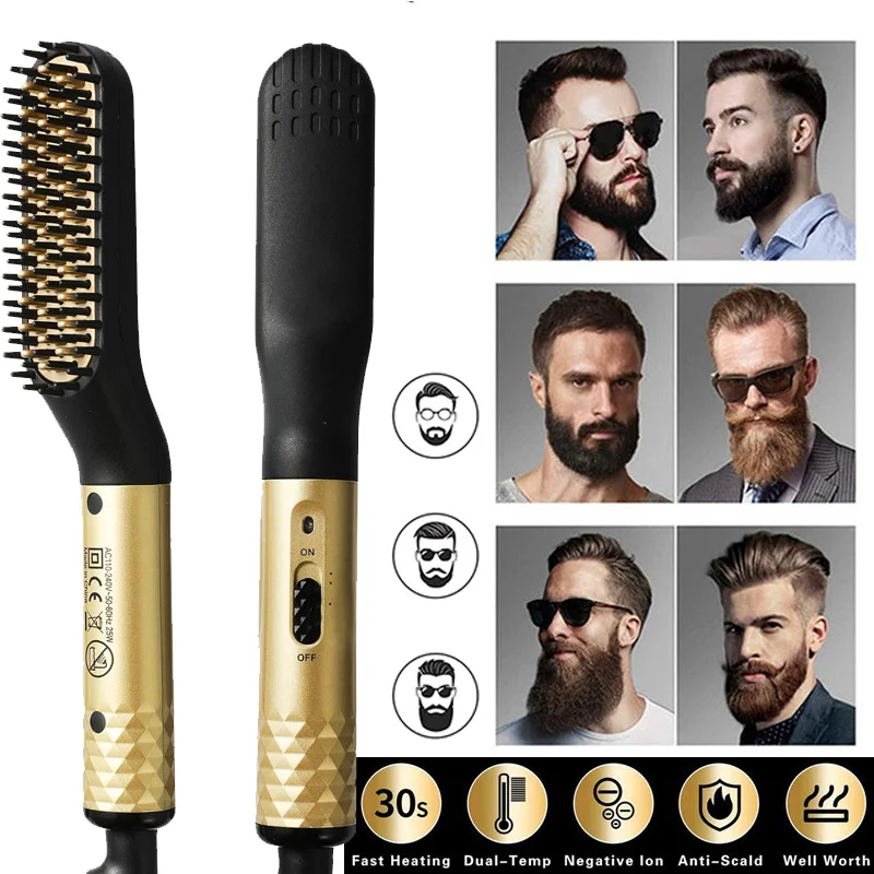 

Щетка для выпрямления с быстрым нагревом, утюжок для бигуди, электрический выпрямитель, расческа, выпрямитель для бороды для мужчин