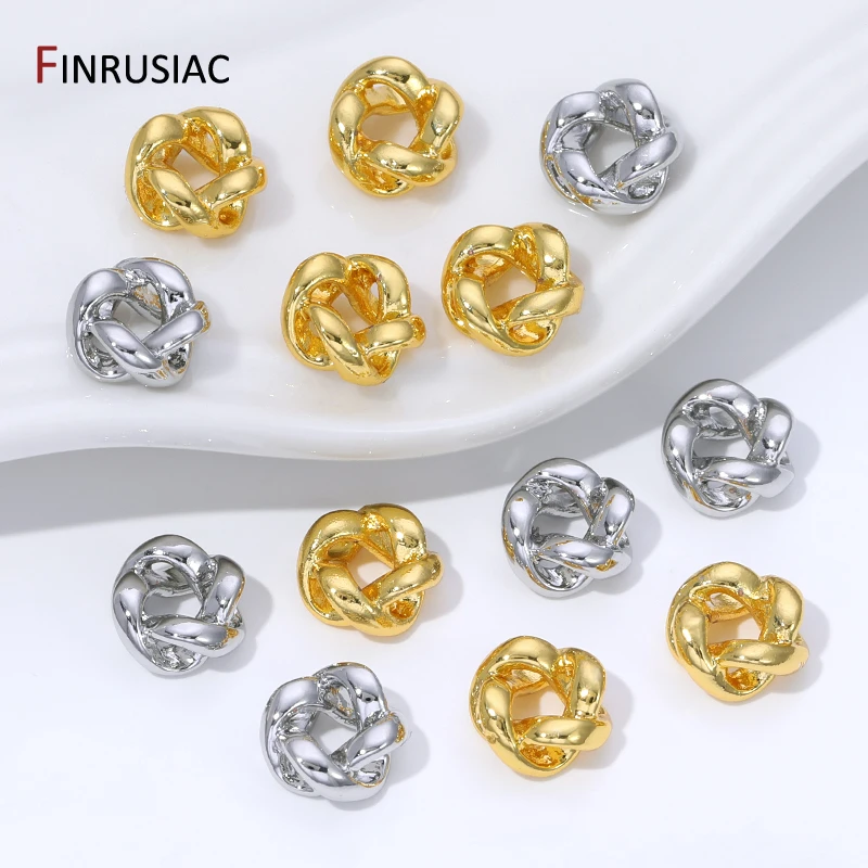 18K Gold Plated Brass Twisted Circle Spacer Beads,8.2*8.4mm Separator Beads For DIY Bracelet Necklace Jewelry Making Supplies image 4