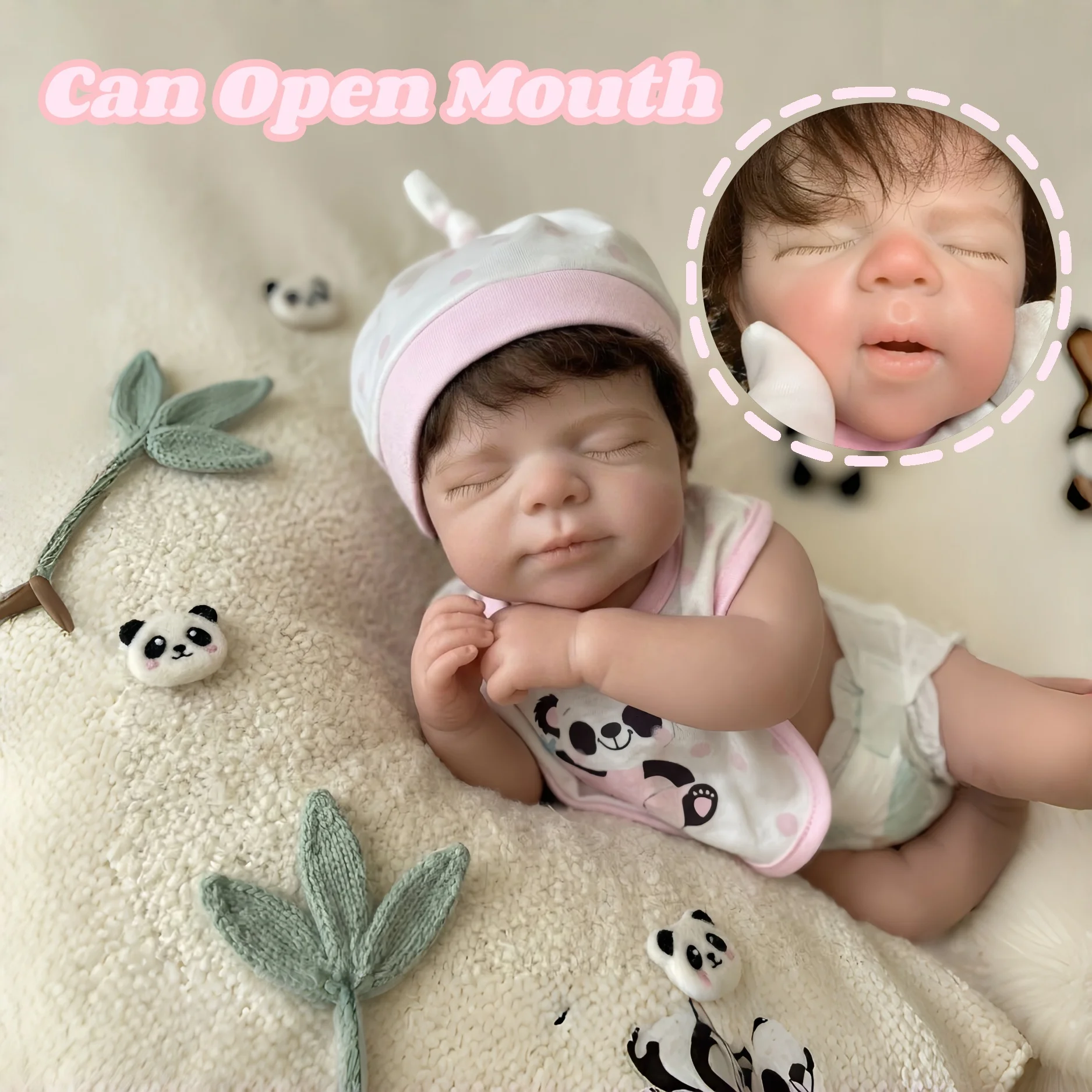 

Силиконовая кукла-девочка 45 см, спящая, с лысыми волосами, уже окрашенная, новый дизайн, с открывающимся ртом, кукла реборн из силикона, в подарок друзьям