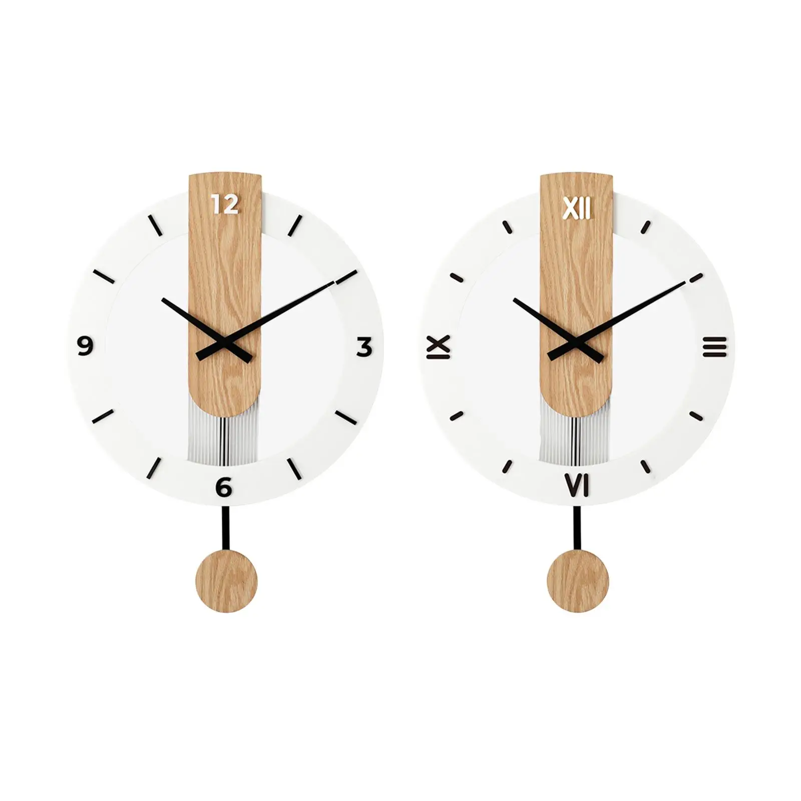 

Wooden Pendulum Clock Wall Hanging Clock Decoration Decorative Silent 15.7x21.6inch for Dining Room Housewarming Gift