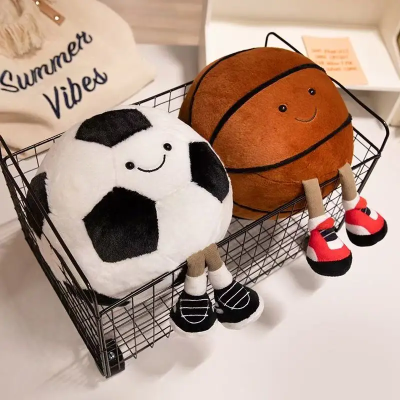 18/25cm simulation new football and basketball plush toy filled with cartoon anime cute gift for children's birthday fun doll