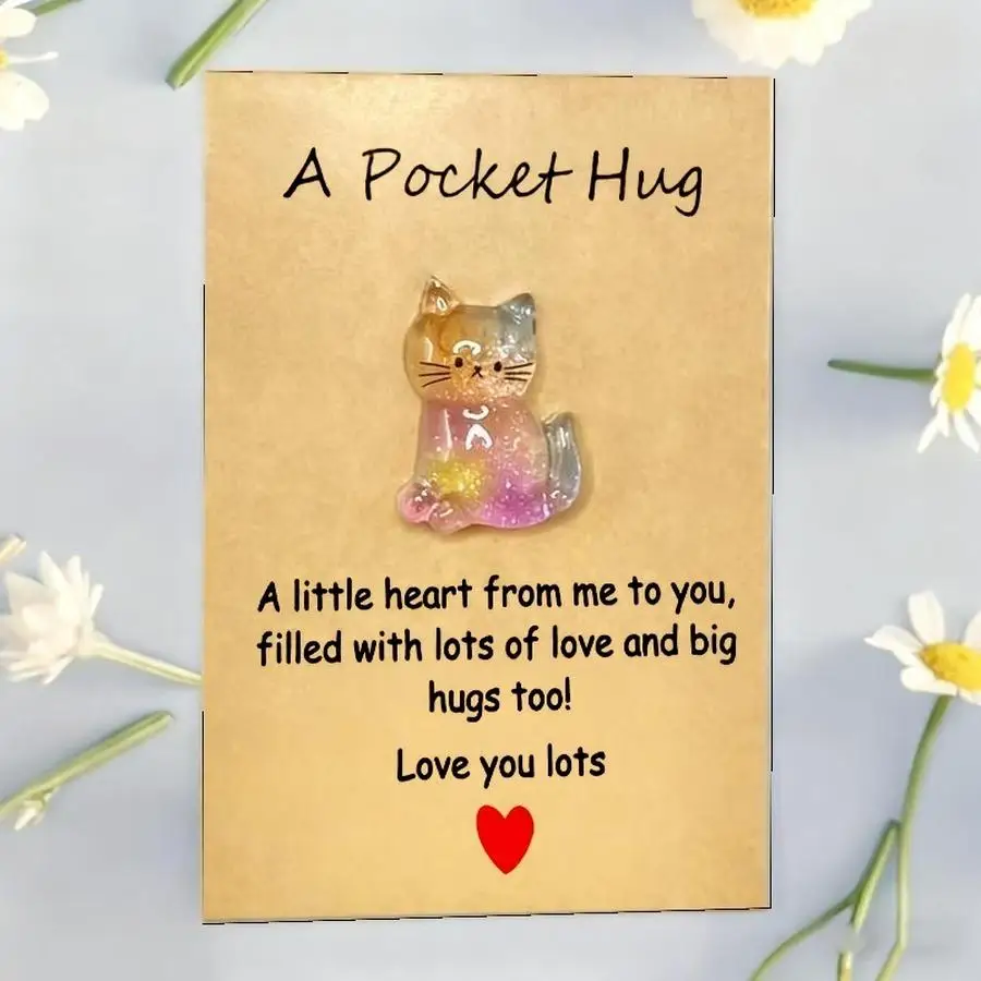 1/5/10/20/50/100pcs Exquisite Shiny Lucky Cat Greeting Card with Resin Kitten Charm, Ideal for Birthdays, Thanksgiving, Christma