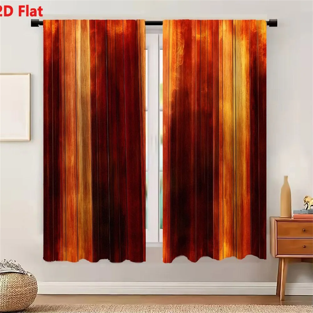 2Pcs Curtains Rustic Vertical Wood Plank Background With Warm Amber Mahogany And Golden Brown Grain Texture Window Drapes for Be