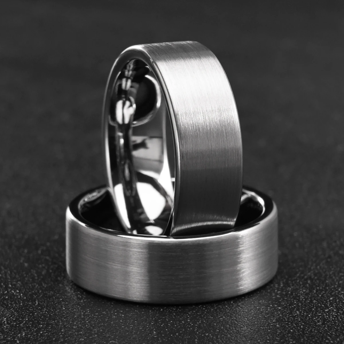 8/6/4MM Silver/Black Minimalist Tungsten Wedding Bands For Men Women Classic Simple Style Couples' Engagement Promise Daily Ring