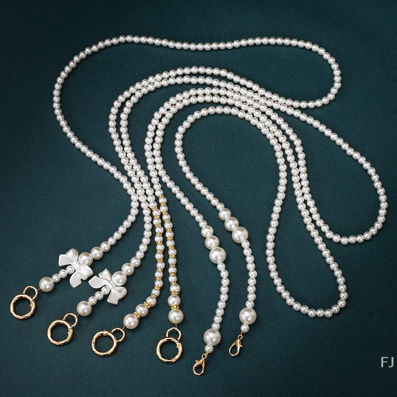 

Pretty 100-120cm DIY Bag Accessory Pearl Beaded Chain Handbag Strap Replacement