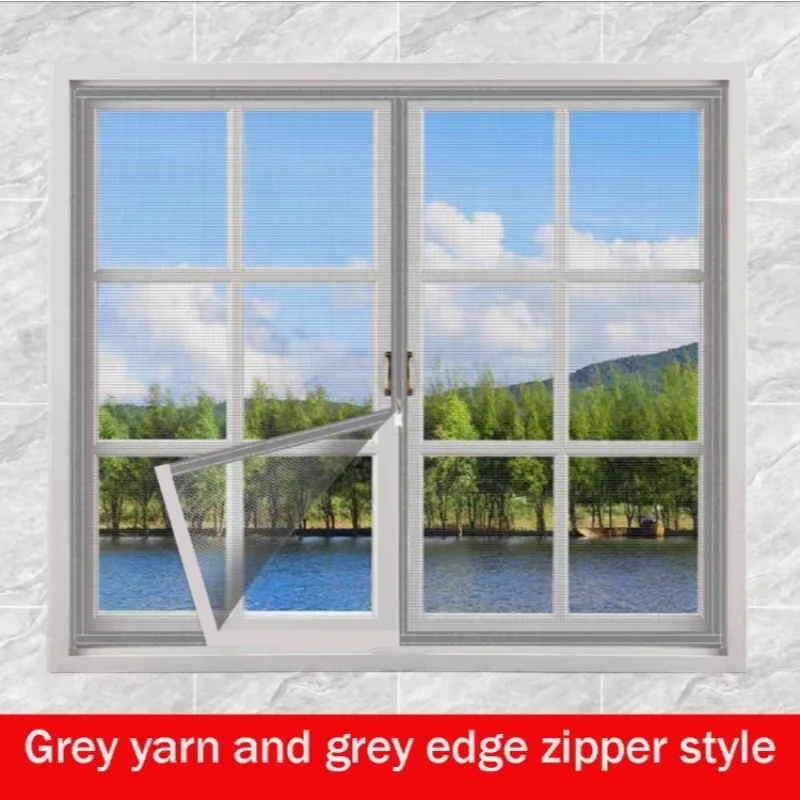 Grey curtains are mosquito and insect resistant, and customized with convenient encrypted mesh self-adhesive zipper screen