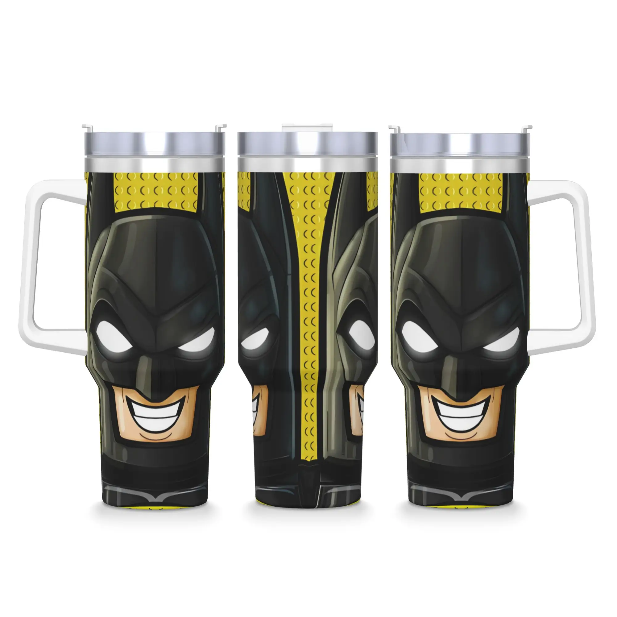 Stainless Steel Tumbler B-Batmans Cartoon Mugs Cup With Straws 3D Travel Hot Drinks Water Bottle Insulated 40oz Thermal Cups