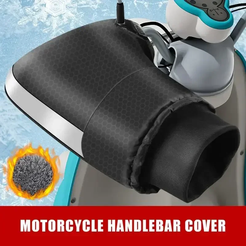 1 Pair Winter Cycling Gloves Windproof Motorcycle Handlebar Muffs Waterproof Handle Bar Mitts Snowmobile E-Bike Thermal Gloves