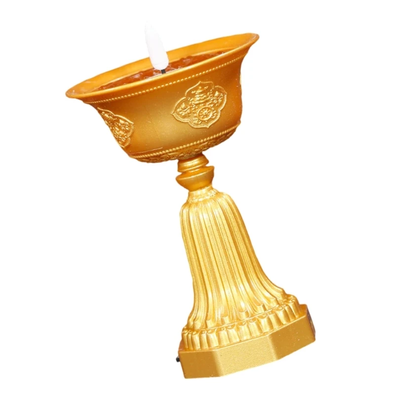 LED Electronic Butter Lamp Rechargeable, Flameless Devotional Prayer Light for Home and Temple Decoration