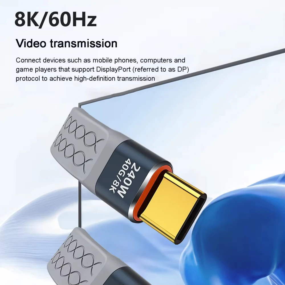كابل بيانات USB4.0 بسرعة 40 جيجابت في الثانية USB C Thunderbolt 4 إلى النوع C PD 240 وات 8K @ 60 هرتز FPC سلك قصير لهاتف IPhone 16 Pro Max HDD EGPU باور بانك