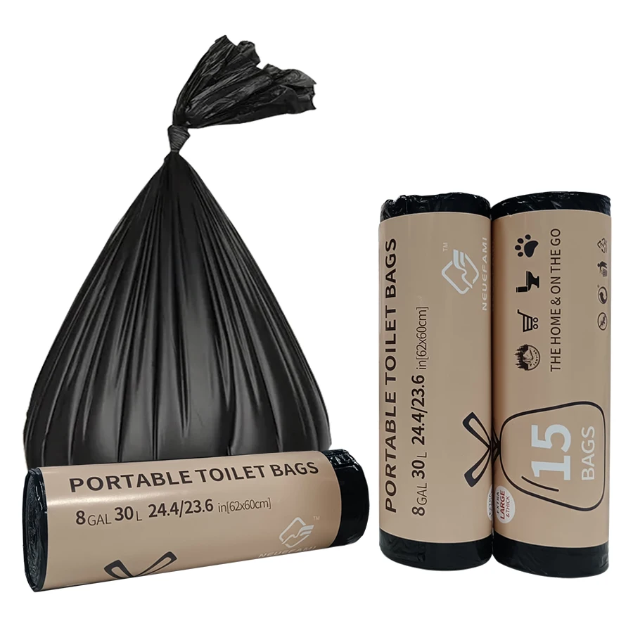 15Pcs 8Gal 30L Black Open Top Trash Bags 62*60cm Heavy-Duty Garbage Liners