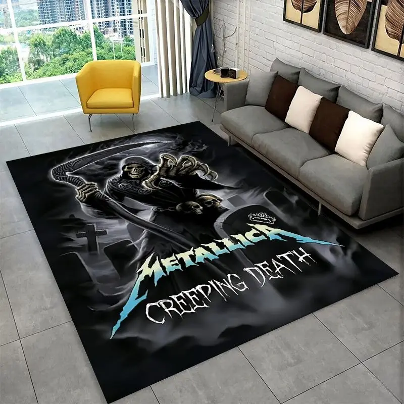 Metal Band M-Metallica Thrash Cartoon Non-Slip Area Rug for Living Room,Bedroom,Playroom,Soft Carpet Floor Mat Home Decor Rug
