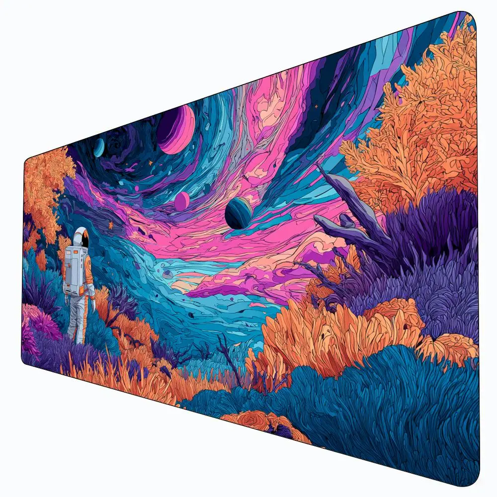 Neon Alien Astronaut MTG Playmat Magic Card Battle Mat Non-Slip Durable 35X60CM Commander playmat Board Game Mat for TCG