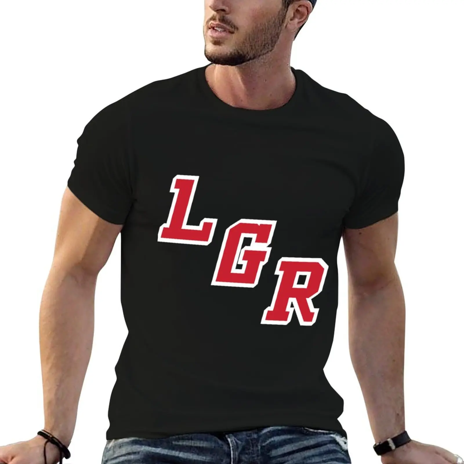 LGR - Camiseta azul masculina com estampa gráfica de anime, camiseta masculina com estampa gráfica