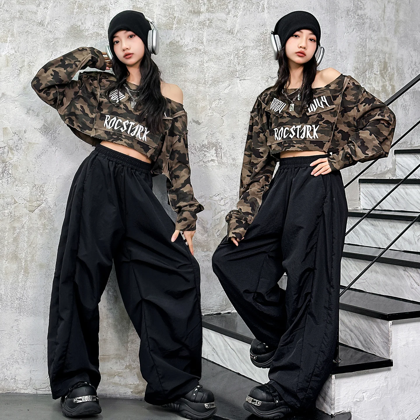 Costumes de danse Hip Hop pour enfants, hauts courts, pantalons amples, tenues Kpop, vêtements de danse pour spectacle Jazz, nouvelle collection 2025 DQS21219