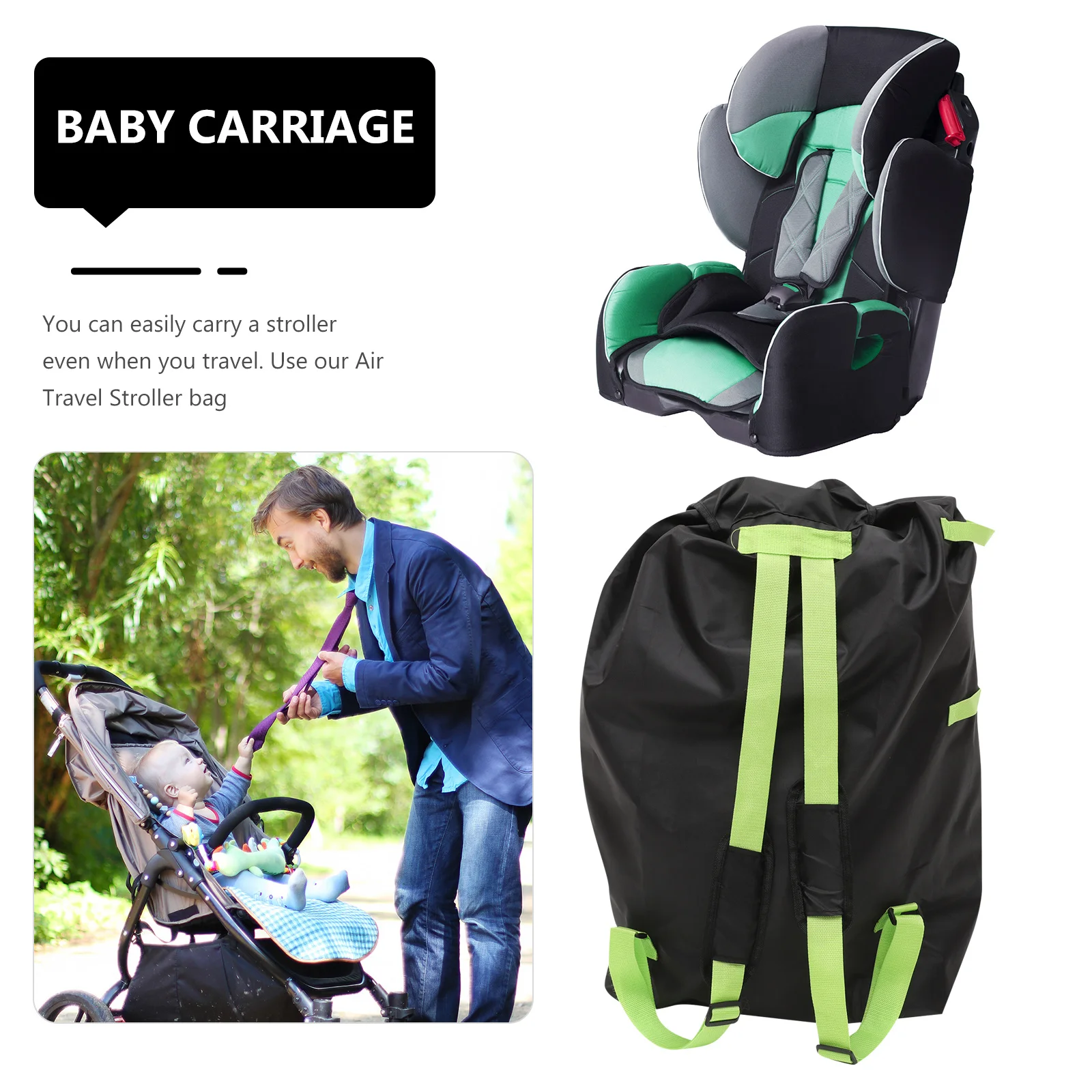 

Очень большая дорожная сумка для коляски, прочная ткань Оксфорд, чехол для хранения детской коляски, двойной плечевой ремень, ворота, проверка путешествий