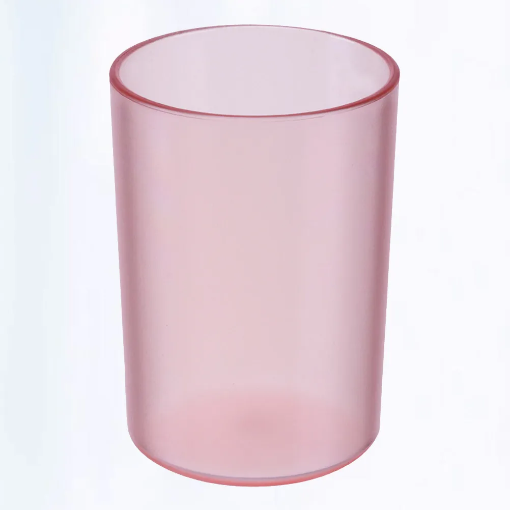 Bathroom Toothbrush Cup Transparent Reusable Plastic Drink Mug Lightweight Stackable Smooth Safe for Mouthwash Coffee Water Pink