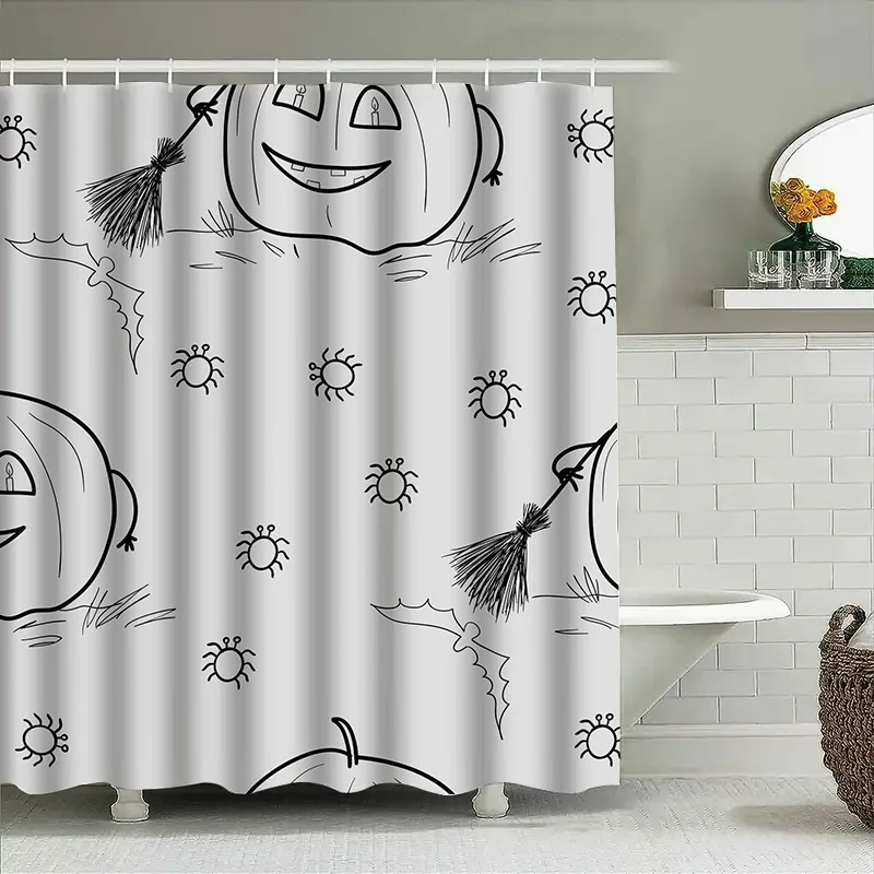 

1PCHэллоуин мультфильм тыква занавеска для душа для ванной комнаты дети девочки декоративная занавеска для душа