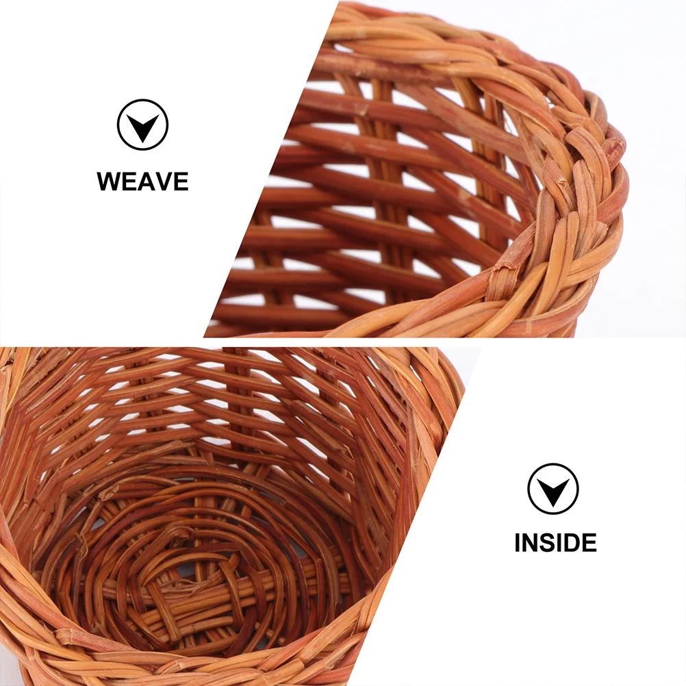 5 Pcs Mini Woven Basket Miniature Furniture Decor House Model Crafts Statue Rattan Kids Supply Child Decorative Desktop