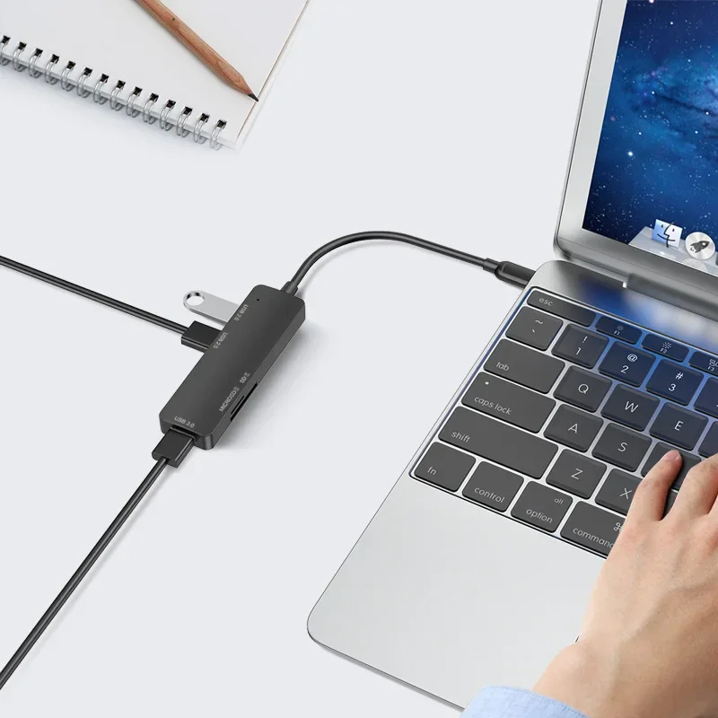 5-портовый USB-концентратор 3,0, высокоскоростной адаптер USB Type C для нескольких устройств, компьютеров, ноутбуков, настольных ПК, карт-ридеров флэш-памяти