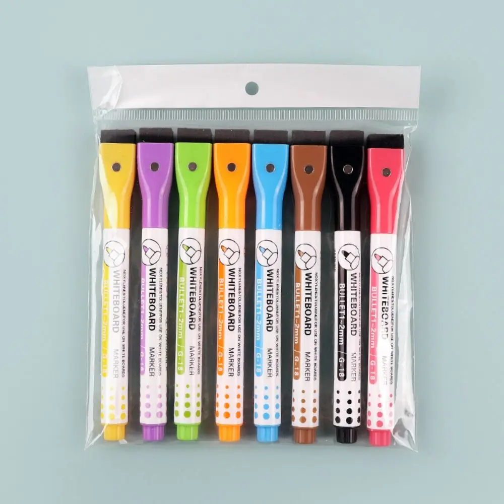 Erasable Magnetic Whiteboard Marker with Brush Whiteboard Graffiti Whiteboard Pen Art Stationery Multi-Color Art Marker Pen