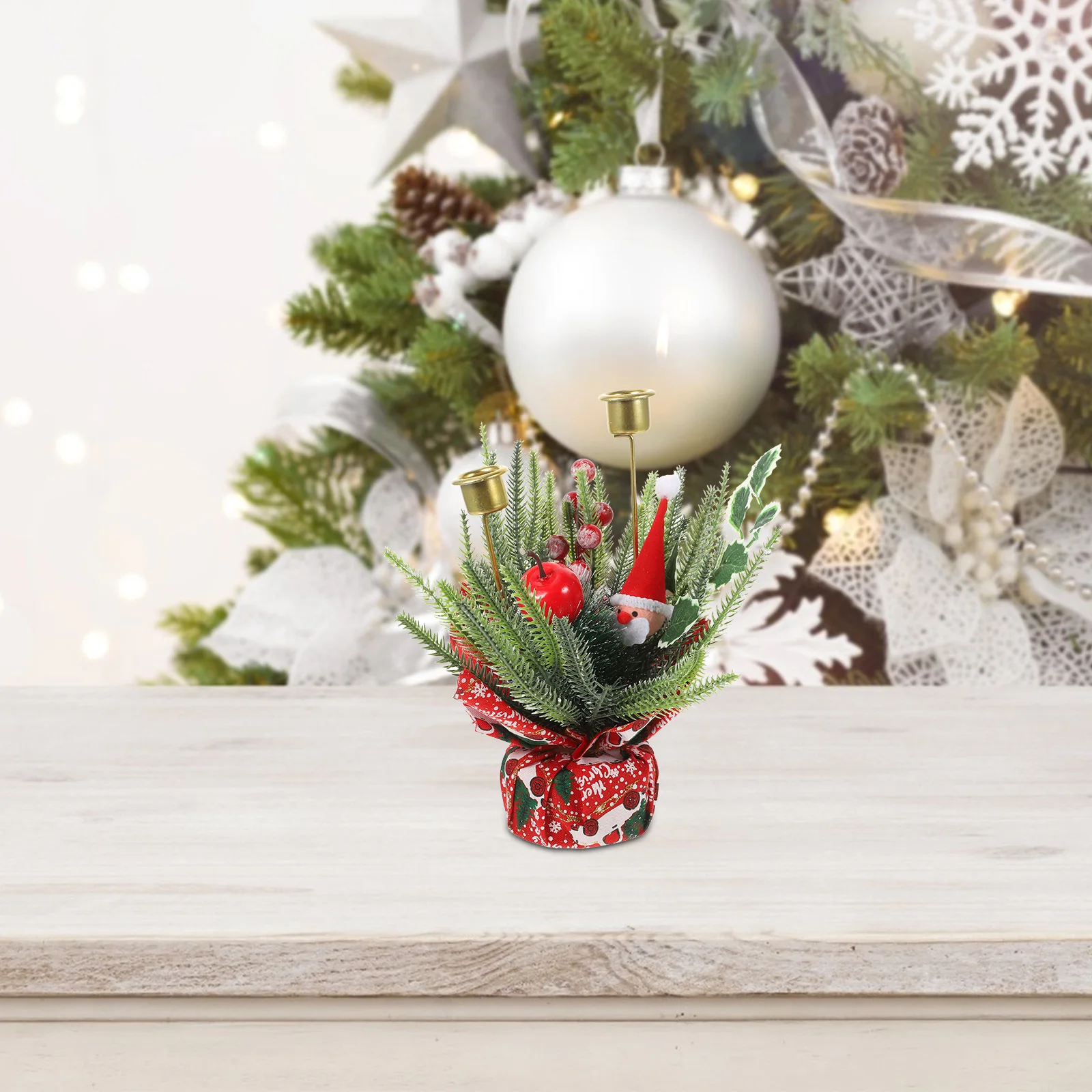 

Realistic Christmas Holder Desktop Decoration Festive Table Centerpiece Xmas Party Candlestick Holiday Decorations