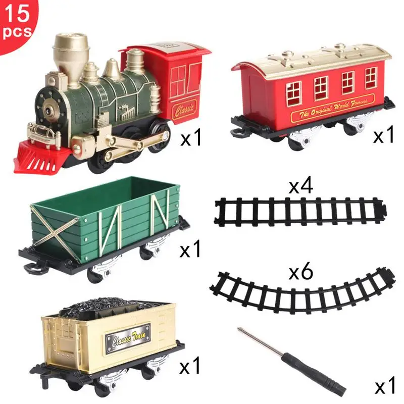 Set di treni natalizi Set di treni elettrici Set di treni divertenti per bambini Set di treni giocattolo elettrico con luce e suono